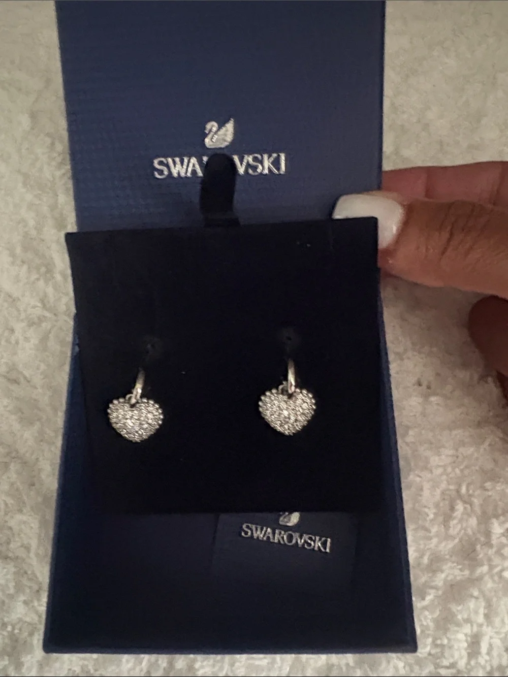 Swarovski Silver Crystal Heart Drop Earrings